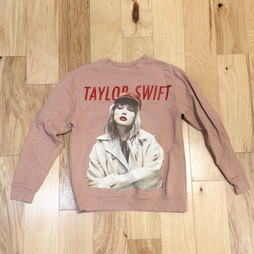 Taylor Swift Pink Graphic Crewneck Sweatshirt with Red Logo